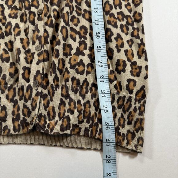 Old Navy Leopard Animal Print Lightweight Cardigan Sweater Tan Size Medium - Picture 9 of 9